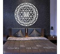 Bohemian Metal Wall Art Sri Yantra,Sacred Geometry Wall Decor, Mandala Hanging, Torus Decor, Zen Meditation Sign, Spiritual Artwork for Living Room, Inspirational Gift (White-2, 24"x24" | 60x60cm)