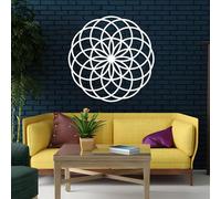 Bohemian Metal Wall Art Sri Yantra,Sacred Geometry Wall Decor, Mandala Hanging, Torus Decor, Zen Meditation Sign, Spiritual Artwork for Living Room, Inspirational Gift (White-1, 35"x35" | 90x90cm)