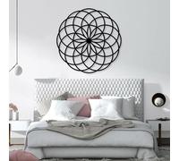 Bohemian Metal Wall Art Sri Yantra,Sacred Geometry Wall Decor, Mandala Hanging, Torus Decor, Zen Meditation Sign, Spiritual Artwork for Living Room, Inspirational Gift (Black-1, 24"x24" | 60x60cm)