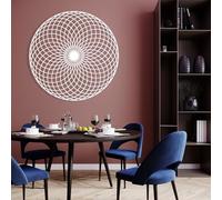 Bohemian Metal Wall Art Sri Yantra,Sacred Geometry Wall Decor, Mandala Hanging, Torus Decor, Zen Meditation Sign, Spiritual Artwork for Living Room, Inspirational Gift (White, 19"x19" | 47x47cm)