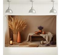 Bohemian Minimalistic Wall Backdrop, Natural Beige Rustic Home Decor Background, Cozy Indoor Photography Props for Events, Autumn Seasonal Photo Booth Supplies 71x43 Inch
