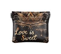 Bohemian Moroccan Style Love Is Sweet Bronze Women's Small Leather Coin Purse Unique Personal Items Organizer for Women Boys Girls