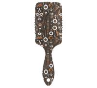 Bohemian Moroccan Style Monsters Brown gentle styling hair brush Designed scalp massager brush for thick hair with Ergonomic handle cepillo anti frizz para cabello