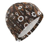 Bohemian Moroccan Style Monsters Brown Swim Men for Bald Short Hair Waterproof Swim for Women Hair Protection and Drag Reduction Gorras para natacion Mujer