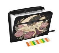 Bohemian Moth Purple Floral Moon Expanding File Folder 13 Pockets Accordion File Organiser Folders for Paperwork A4 Storage Portable Document Organiser Filing Wallet
