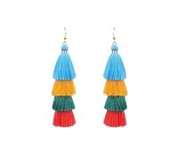 Bohemian multi-layer ethnic style long Tassel earrings for Girls/Women (Color 2)