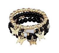 Bohemian Multilayer Colorful Stretch Beads Bracelets Butterfly Bracelet Boho Charms Stretch Stackable Bracelet Handmade Multicolor Crystal Beaded Lucky Protection Bangles Strand Bracelet Set, Resin
