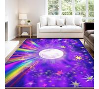 Bohemian Mysterious Artistic Psychedelic Area rug 160 x 230 cm, Multi-Coloured Universe Celestial Bodies Short Pile Indoor Carpet for Studio Children’s Room, Non Slip Washable Carpet