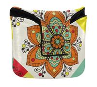Bohemian Mysterious Colorful Patterns Putter Head Cover for Mallet Magnetic Closure Golf Gifts for Most Brand PU Leather Waterproof