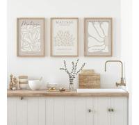Bohemian Neutral Beige Matisse Canvas Wall Art Print Gray Sage Poster Flower Nordic Style For Office Home Decoration(60x80cm-3Pcs)