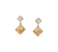Bohemian Orange Diamond Shaped Drop Earrings Rhinestone Square Drop Earrings Sweet Elegant Geometric Dangle Earrings Jewelry for Women