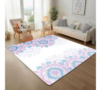 Bohemian Painted Floral Rugs Living Room 180x240cm Machine Washable Rug, Soft Short Pile Non-Slip Colorful Flowers Area Rugs for Bedroom Dining Room Office Non-Shedding Floor Carpet