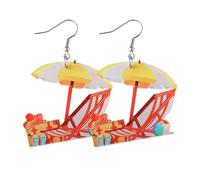 Bohemian Palm Coconut Tree Dangle Earring Colorful Vacation-style Sunset Acrylic Drop Earrings Summer Beach Jewelry for Women, Zinc, No Gemstone
