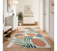 Bohemian Palm Leaf Pattern Runner Rug for Entryway, 80 x 300 cm | Floral Extra Long Hallway Runners Non Slip Washable Floor Carpet Runners for Bedroom Kitchen Room, Colourful