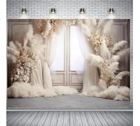 Bohemian Pampas Grass Art Photography Backdrops Arch Window Adult Children Birthday Wedding Maternity Decorative Backdrops Photo Shoots 7x5 Feet - Vinyl - Beige/Tan - Includes 1 x Backdrop