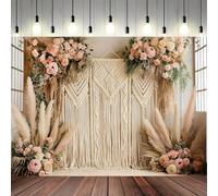 Bohemian Pampas Grass Photography Background Happy Birthday Backdrop Adult Birthday Wedding Maternity Portrait Decor Banner Summer Spring Bohemian Style Banner (7x5feet)