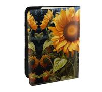 Bohemian pattern Passport Holder for Travel - Passport Case for Men & Women Travel Document Organizer Credit Cards Case, Yellow Sunflower, One Size