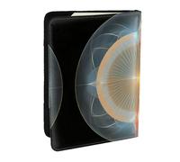 Bohemian pattern Passport Holder for Travel - Passport Case for Men & Women Travel Document Organizer Credit Cards Case, Yellow Pink Aperture, One Size