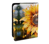 Bohemian pattern Passport Holder for Travel - Passport Case for Men & Women Travel Document Organizer Credit Cards Case, Yellow Sunflower In Oil, One Size