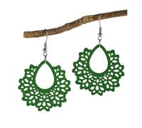 Bohemian Petal Mesh Wooden Earrings - Waterdrop Fan-shaped Irregular Dangle Earrings for Women holiday, Acrylic, No Gemstone