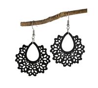 Bohemian Petal Mesh Wooden Earrings - Waterdrop Fan-shaped Irregular Dangle Earrings for Women holiday, Acrylic, No Gemstone