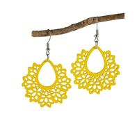 Bohemian Petal Mesh Wooden Earrings - Waterdrop Fan-shaped Irregular Dangle Earrings for Women holiday, Acrylic, No Gemstone
