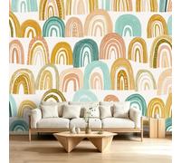 Bohemian Photo Mural Wall Stickers, Art Design Geometric Rainbow Wallpaper 450 x 280 cm, Murals Wall Decor for Teen Kids Bedroom Playroom Home Office Decoration