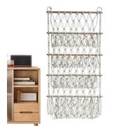 Bohemian Plush Animal Net Rack, 4 Layer Macrame Toy Organizer, Height Adjustable Bohemian Plush Storage | Wall Hanging Holder for Animals