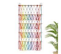 Bohemian Plush Animal Net Rack, 4 Layer Macrame Toy Organizer, Height Adjustable Bohemian Plush Storage | Wall Hanging Holder for Animals
