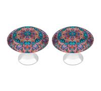 Bohemian Psychedelic Peacock Mandala 2 Pack Cabinet Knobs Drawer Pulls Decorative Stainless Steel Dresser Knobs Bathroom Furniture Cabinet Hardware for Kitchen, Door & Drawer, Wardrobe, Cupboard
