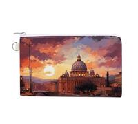 Bohemian Psychedelic Peacock Mandala Coin Purse Canvas Change Pouch with Zipper Small Cosmetic Organizer Bag Women Wallet for Car Keys, Credit Cards, Cash, Lipstick, Rome Sunset, One Size