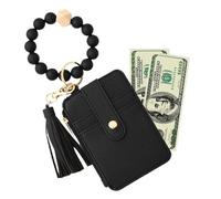 Bohemian PU Leather Card Wallet - Credit Cards Holder, Portable Cardes Protective Holders | Decorative Beaded Lanyard Strap, Money Organizers Wallets for Bus Identity, Id