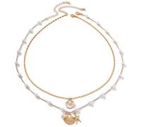 Bohemian Puka Shell Necklace,Ocean Style Metal Alloy Starfish Shell Necklace Set, Women's Imitation Pearl Layered Chain Necklace, Summer Beach Holiday Surfer Jewelry (Necklace * 2)