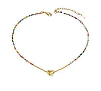 Bohemian Rainbow Seed Bead Necklace Women'S Fashion Heart Shape Jewelry Accessories