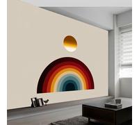 Bohemian Rainbow Stripes Non-Woven Wall Mural 450W x 280H cm, Minimalist Photo Wallpaper - Modern Walls Art Decoration Poster for Kids Room Bedroom Living Room, High-Definition Wall Mural Picture