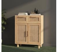 Bohemian Rattan Sideboard Wooden Storage Cupboard Scandinavian Side Cabinet Unit
