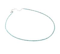 Bohemian Real Natural Stone Tiny Beads Necklaces for Women Men Style Simple Small Beads Choker Clavicle Chain Jewelry,2mm Apatite,50cm
