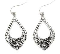 Bohemian Retro Hammered Hollow Earrings, Carved Pattern Dangle Earrings, Ethnic Style Statement Earrings