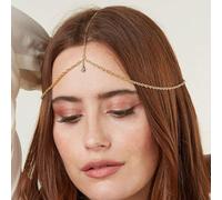 Bohemian Rhinestone Headpiece Headband for Women Wedding Bridal Crystal Waterdrop Head Chain Pendant Forehead Hair Accessory (Gold, One Size)