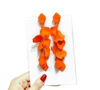 Bohemian Rose Petal Earrings Flower Red Yellow Blue Colors Flower Drop Earrings Long Tassel Earrings Party Wedding Jewelry(Orange)