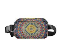 Bohemian Round Red Blue Flowers Bohe Cute Waist Pack Crossbody Bag for Men Women Mini Chest Bag Belt Bag with Adjustable Strap for Travel Vacation Running