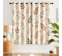 Bohemian Rustic Curtains 3D Print Eyelet Window Drapes, Botanical Polka Dots Thermal Insulated Blackout Curtains for Bedroom Living Room Kids' Room, 66 x 72 Inch Drop Set of 2 Panels