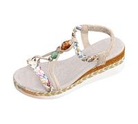 Bohemian Sandals For Women Chunky Sandals For Women Platform Lightweight Comfortable Sliders Versatile Stylish Sliders Summer Casual Slides Flexible Sole Bouncy Shoes Open Toe Beach Shoes