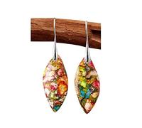 Bohemian Sea Sediment Earrings color Silver, Natural Gemstone Dangle Earrings, Healing Drop Earrings, Inner Peace Meditation Grounding Earrings Gift, Size Around 1 inch