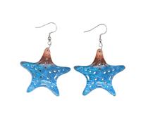 Bohemian Sea Wave Earrings Lightweight Acrylic Starfish Mermaid Dangle Statement Earrings Cute Shell Turtle Seahorse Earring Summer Beach Jewelry for Women, Zinc
