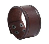 Bohemian Simple Bracelet Summer Party Gift, Vintage Cowhide Man Bracelet Casual 4 Buckles Wide Wrist Band Bangle Jewelry - Brown