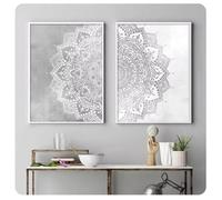 Bohemian Simple Wall Art Mandala Pattern HD Canvas Painting Poster Print Beige Home Bedroom Living Room Decor- 50x70cmx2 No Frame
