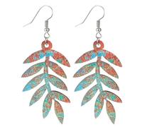 Bohemian Simplicity Wooden Autumn Theme Lightweight Dangle Drop Earrings Fall Nature Pattern Leaf Hook Earrings for Women, L, Wood, No Gemstone