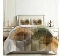 Bohemian Single Duvet Set with 2 Pillowcase 50 x 75 cm Microfiber Washable Duvet with Abstract Lines Geometric Shapes, Ultrasoft Hypoallergenic Reversible Quilt Set 135 x 200 cm for All Seasons