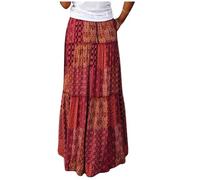Bohemian Skirts for Women Boho Max Skirts Summer Elastic Waist Long Ladies Hawaiian Vintage Print Swing Casual Ruched Beach UK